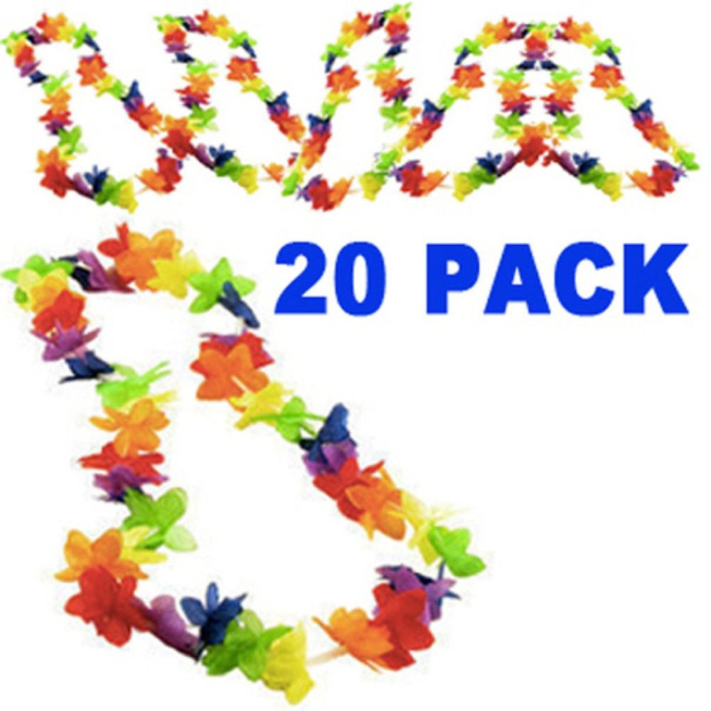 20 Rainbow Flower Hawiian Leis. LGBT Gay Lesbian Pride Party & Parade Accessory